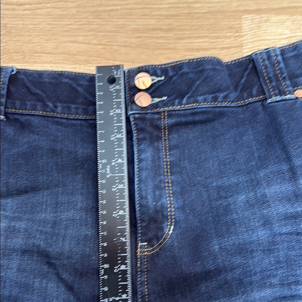 Lane Bryant Blue Bootcut Jeans with Subtle Fading. Stretch Whiskering - Picture 5 of 7